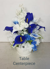 Load image into Gallery viewer, Royal Blue Ivory White Calla Lily Bridal Wedding Bouquet Accessories
