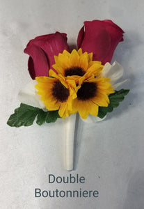 Burgundy Ivory Rose Sunflower Bridal Wedding Bouquet Accessories