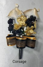 Load image into Gallery viewer, Black Gold Calla Lily Bridal Wedding Bouquet Accessories