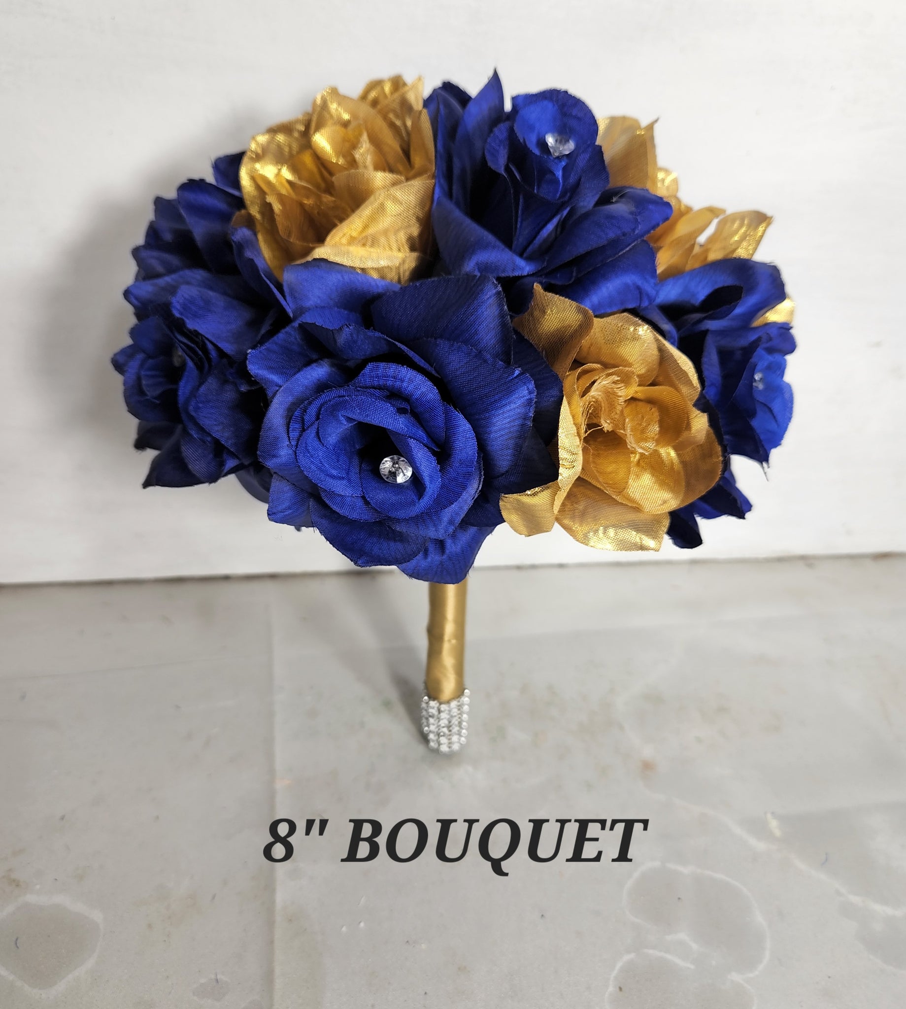 Royal Blue White Gold Rose Bridal Wedding Bouquet Accessories – Bridal  Wedding Bouquets