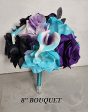 Load image into Gallery viewer, Turquoise Purple Black Rose Calla Lily