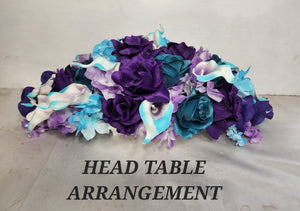 Teal Purple Rose Calla Lily Bridal Wedding Bouquet Accessories