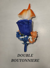 Load image into Gallery viewer, Orange Royal Blue Rose Calla Lily Bridal Wedding Bouquet Accessories