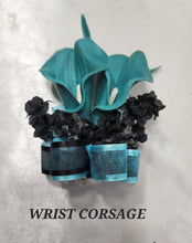Load image into Gallery viewer, Teal Black Calla Lily Bridal Wedding Bouquet Accessories