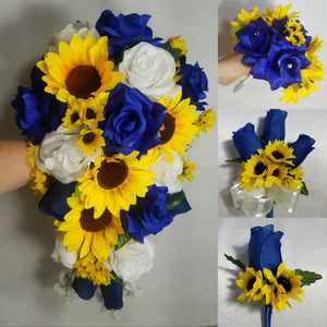 Royal Blue White Rose Sunflower