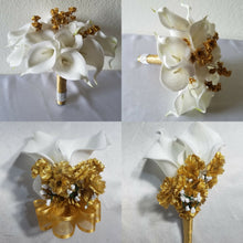 Load image into Gallery viewer, Ivory Gold Calla  Lily Bridal Wedding Bouquet Accessories