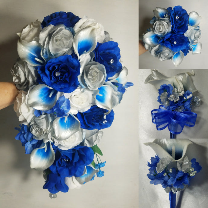Horizon Royal Blue Silver Rose Calla Lily