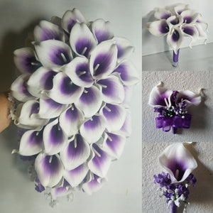 purple and white calla lily Purple White Calla Lily Bridal Wedding Bouquet Accessories – Bridal Wedding Bouquets