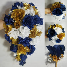 Load image into Gallery viewer, Navy Blue White Gold Rose
