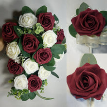Load image into Gallery viewer, Burgundy Ivory Rose Eucalyptus Faux Foam