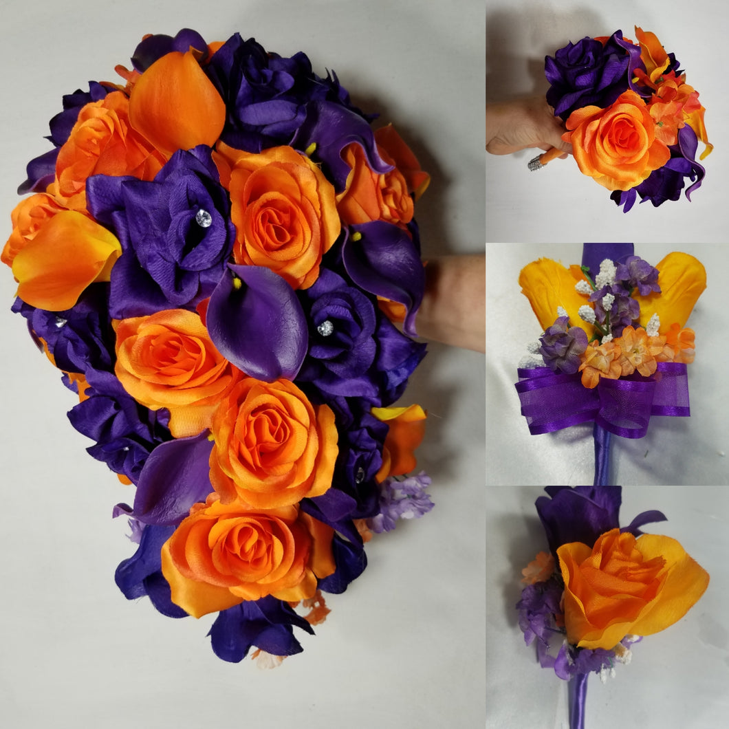 Orange Purple Rose Calla Lily
