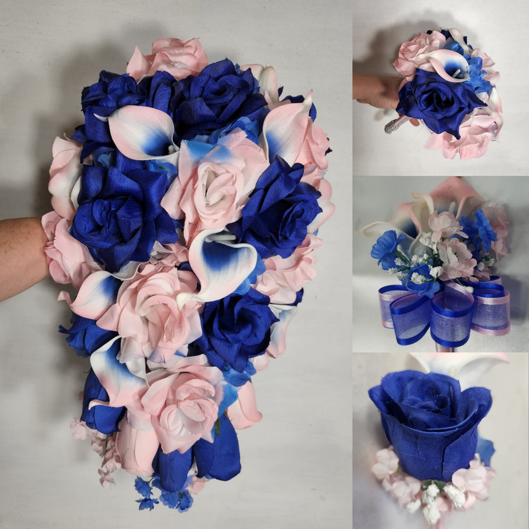 Pink Royal Blue Rose Calla Lily
