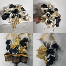 Load image into Gallery viewer, Black Gold Calla Lily Bridal Wedding Bouquet Accessories